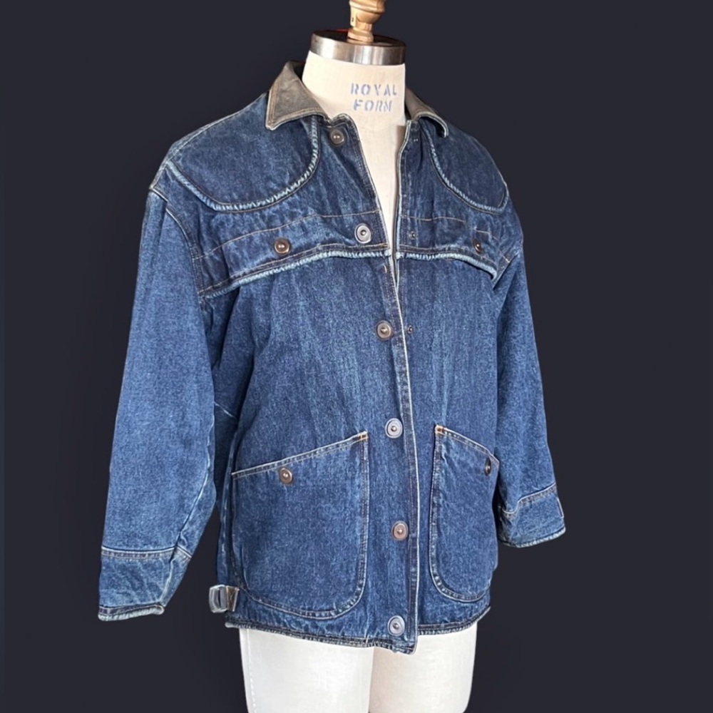 VINTAGE Inner View denim work coat with duck print lining men’s small
